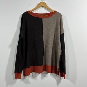Autumn Cashmere Colorblock Pure Cashmere Knit Sweater Womens Large Old Money